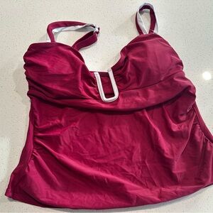 Cupshe Deep Magenta Tankini with White Trim